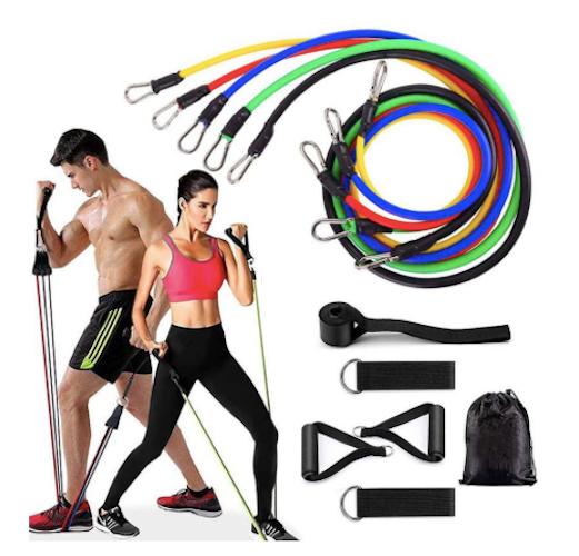 11-delers Treningsbånd, Motstandsbånd, yoga, rehabilitering