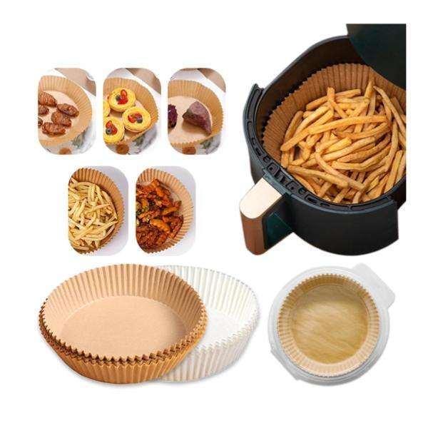 100 stk Air Fryer engangspapir pergamentformer - Liners Airfryer