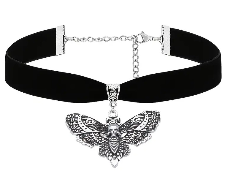 Choker Moth Halsband Mal Insekt Wicca Pagan Skull