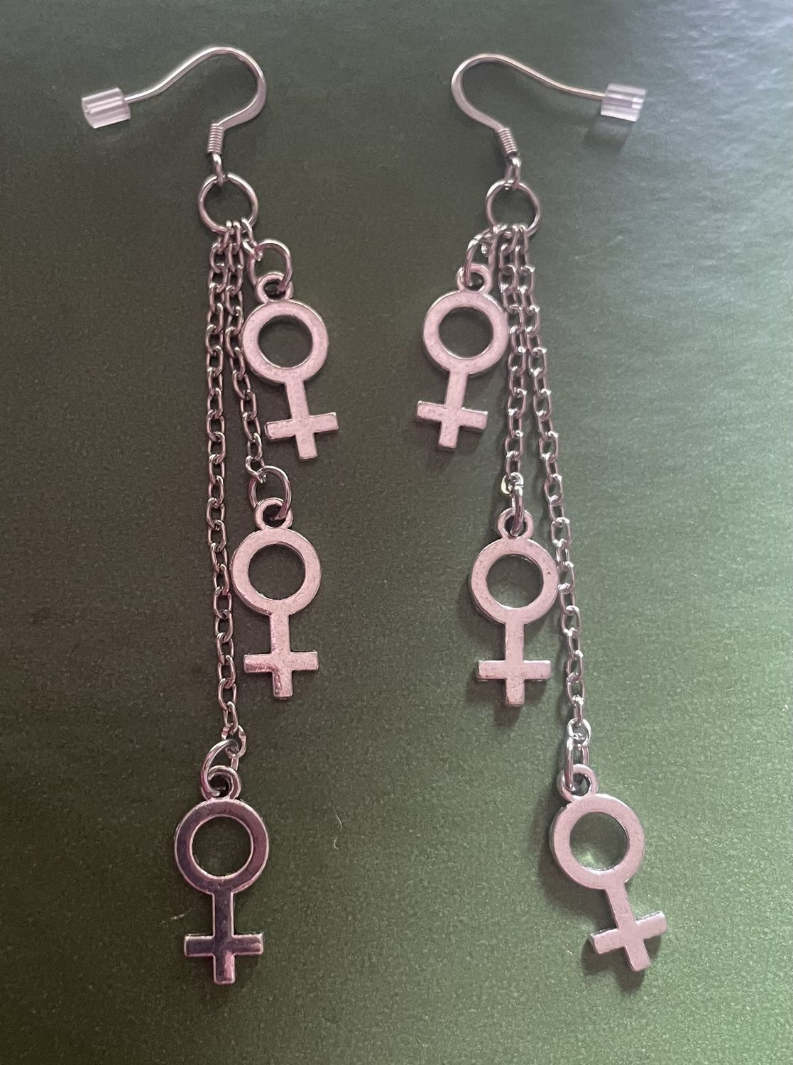 Örhängen Feminist Venus Silver/Svart Kvinnosymbol Feminism
