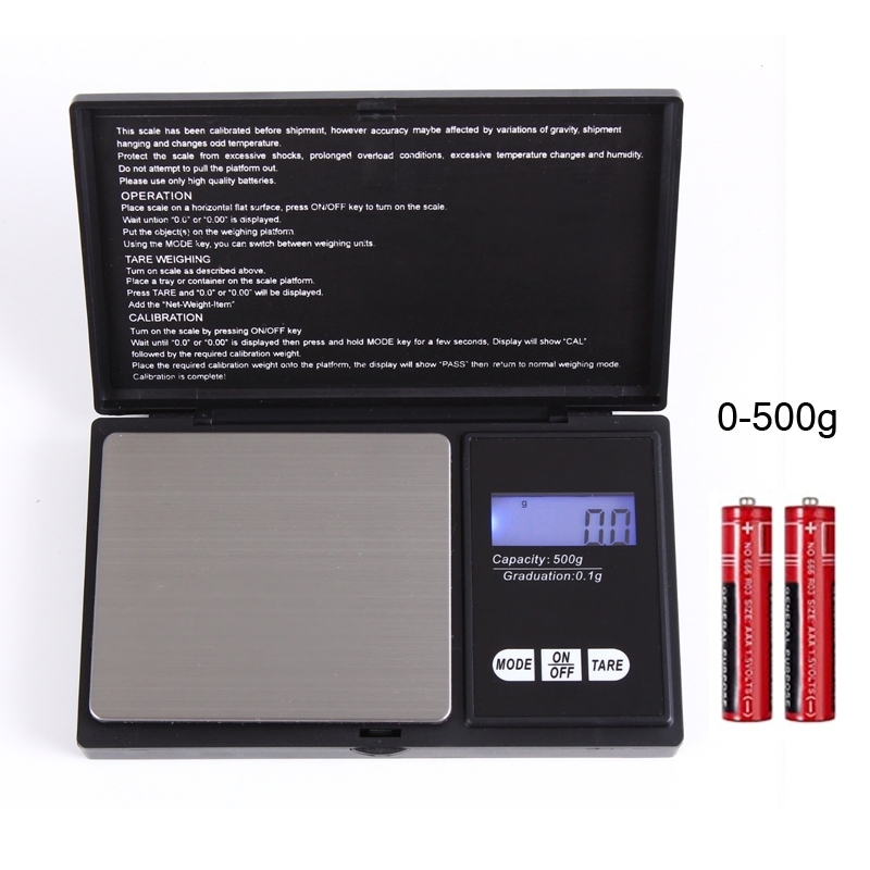 Digital våg 0,01g - 500g. Pocketscale digitalvåg inkl. batterier 2xAAA.