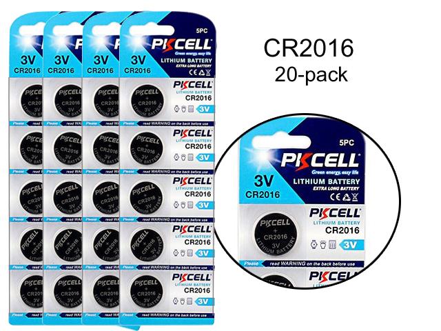 CR2016 20-pack Litiumbatterier 3V PKCell