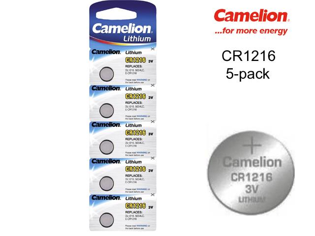 CR1216 5-pack Lithium batterier Camelion CR 1216 3V