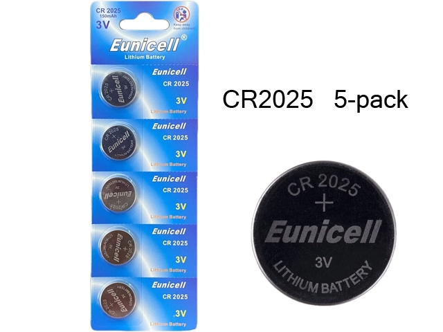 CR2025 5-pack Litium batterier 3V