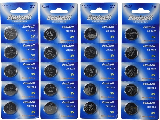 CR2025 20-pack Litium batterier 3V