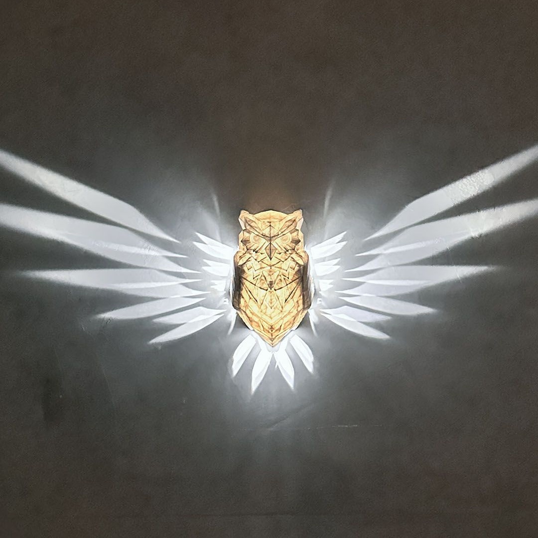 Owl wings lampe veggfeste LED lys med adapter