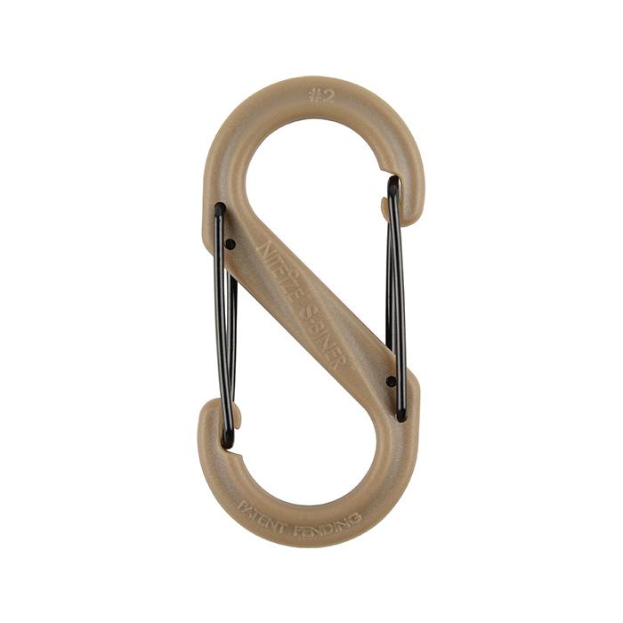 karbin nylon, plastkarbin, NITE IZE S-BINER DUALCARBINER storlek #2 coyo