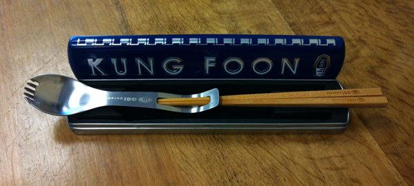 GSI KUNG FOON STEINLESS, spork + chopstick