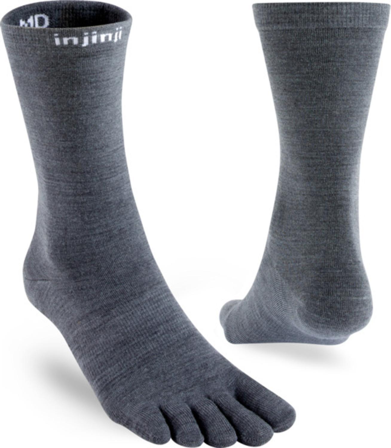 INJINJI LINER CREW NUWOOL Grey Large (44.5-47) linersockar, tåstrumpor liner
