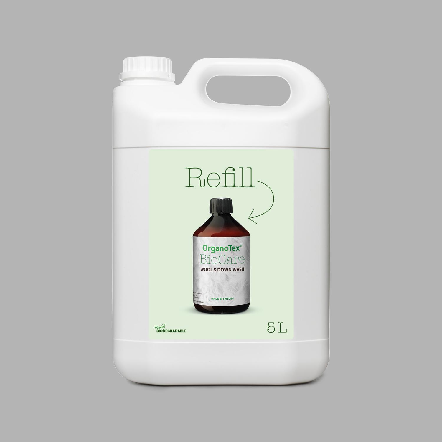 ORGANOTEX BIOCARE WOOL & DOWN WASH REFILL 5 L, tvättmedel ull, tvättmedel dun