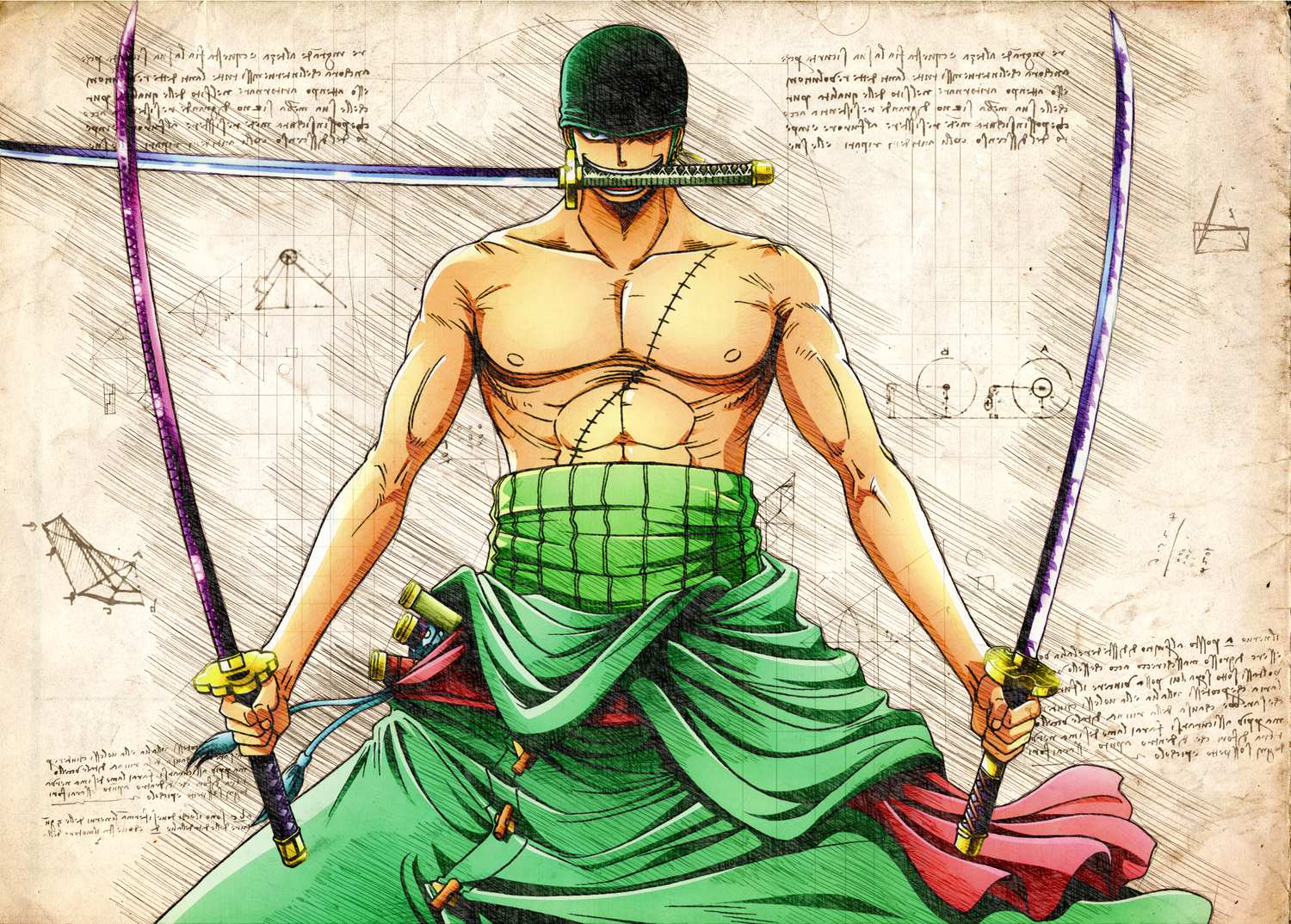 A3 Print - One Piece - Zoro Sitting