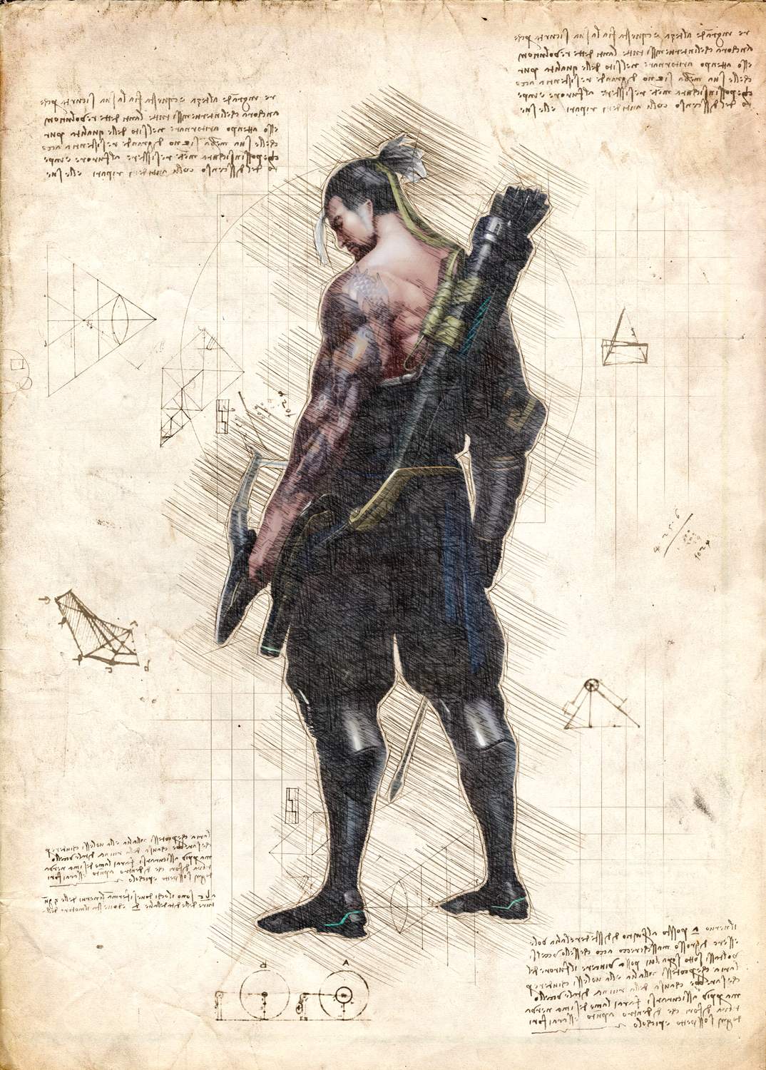 A3 Print - Overwatch artwork - Hanzo 2