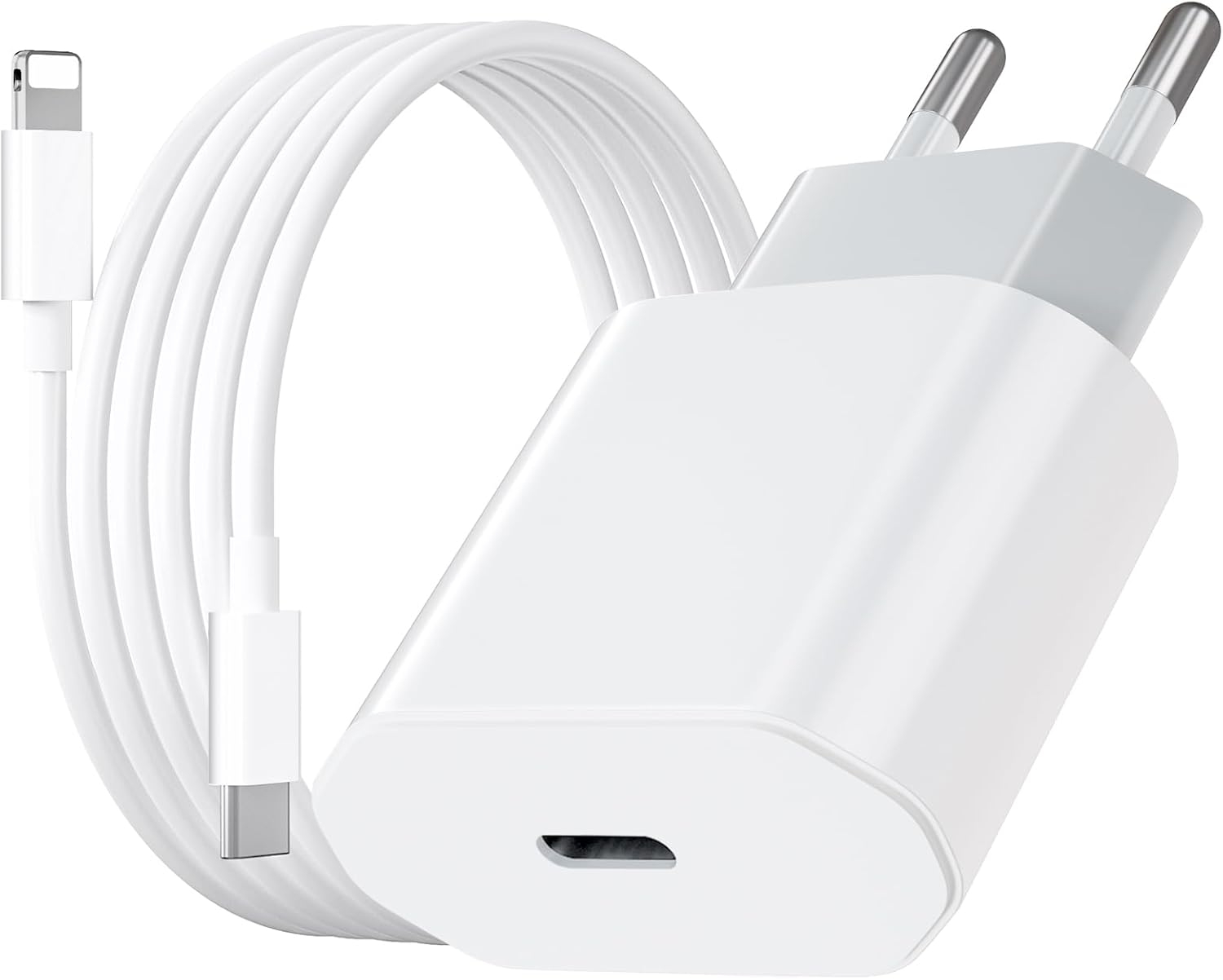 iPhone Hurtiglader USB-C PD 3.0. 20W Strømadapter + Kabel