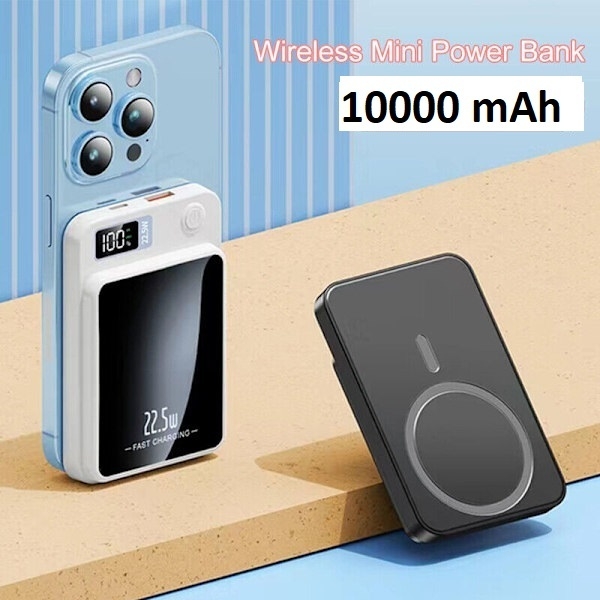 Trådlös magnetisk mini-powerbank på 10 000mAh med snabbladdning för mobil