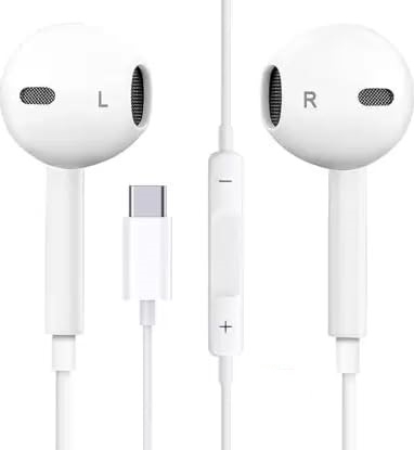 Hörlurar för iPhone 15/Pro/Max och Samsung med USB-C-kontakt, mikrofon , stereoljud