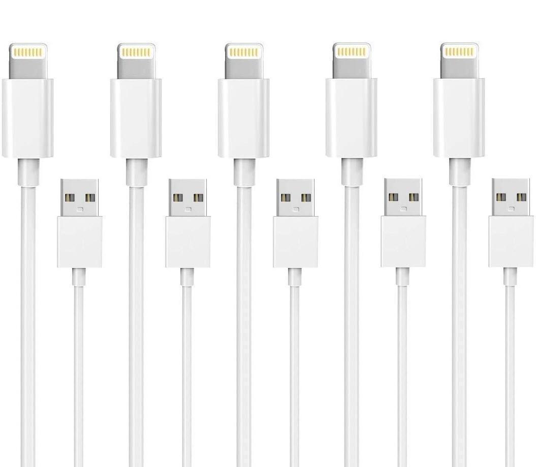 5-Pack 1M Lightning laddare iPhone 13/12/11/ Xs/Max/X/8/7/6/5/SE