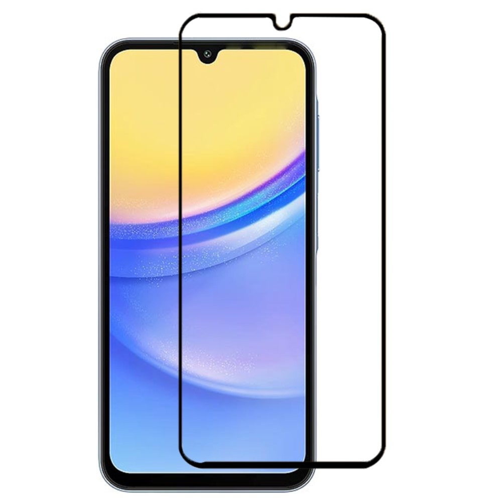 2-PACK SKALO Samsung A15 5G Heltäckande Skärmskydd Härdat Glas - Svart