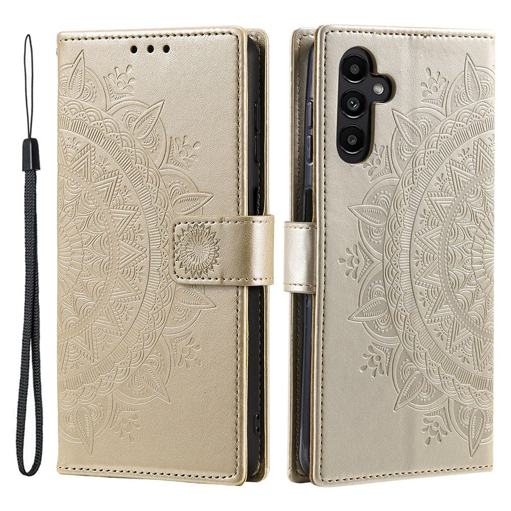 SKALO Samsung A26 5G Mandala Plånboksfodral - Guld