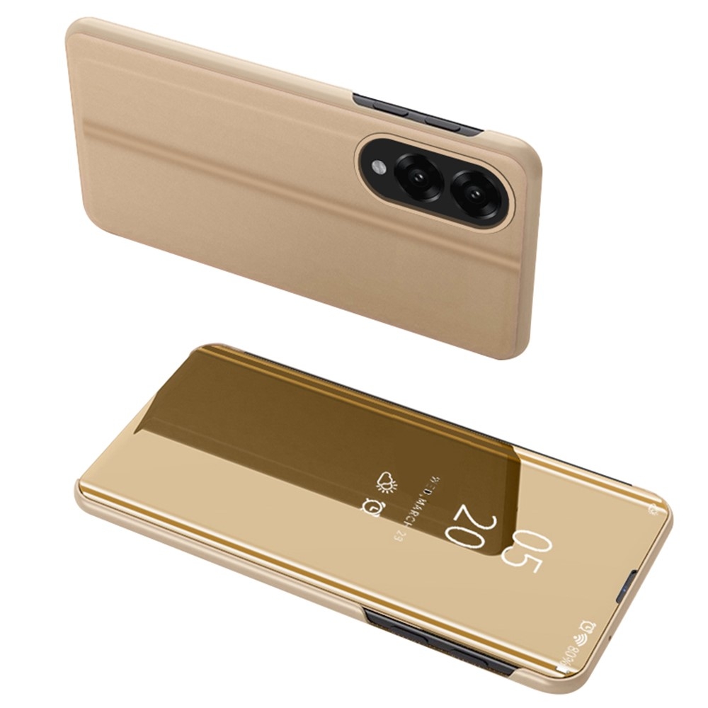 SKALO Samsung S25 Edge Clear View Plånboksfodral - Guld