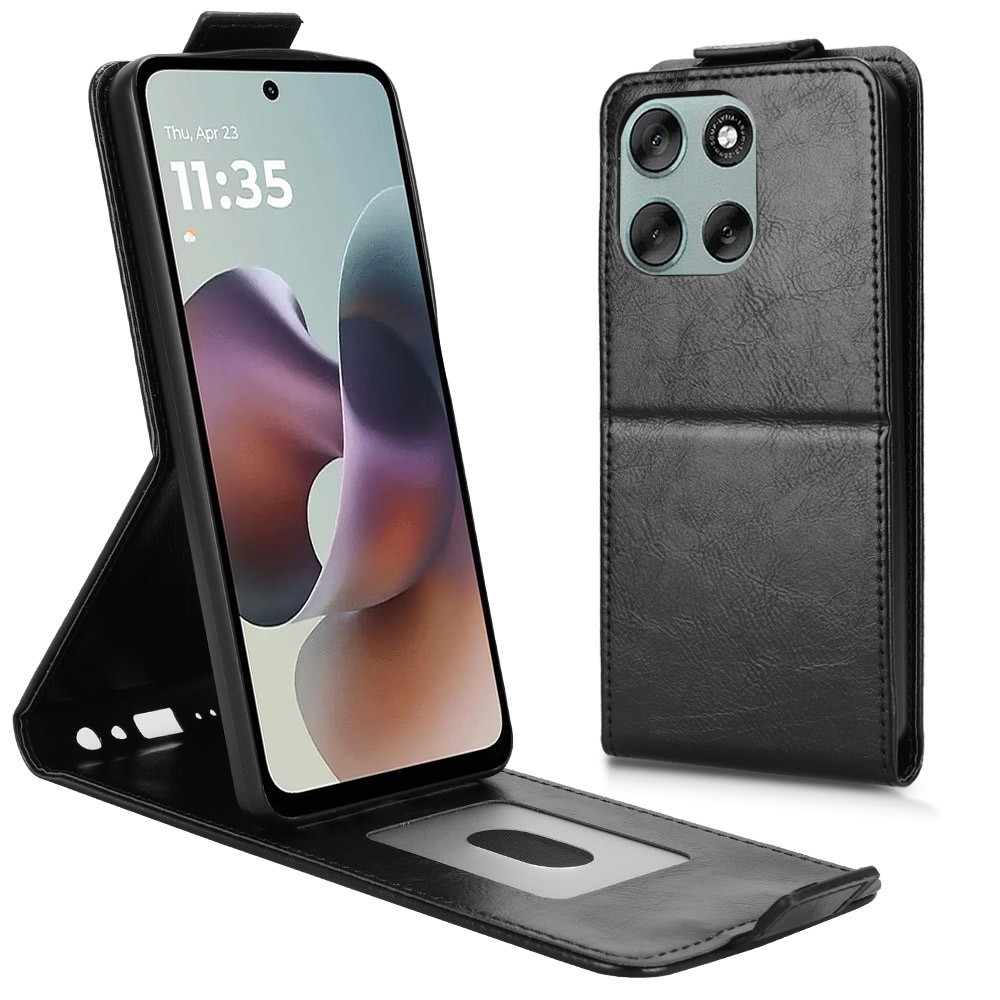 SKALO Motorola Moto G56 5G Vertical PU-Läder Skal - Svart