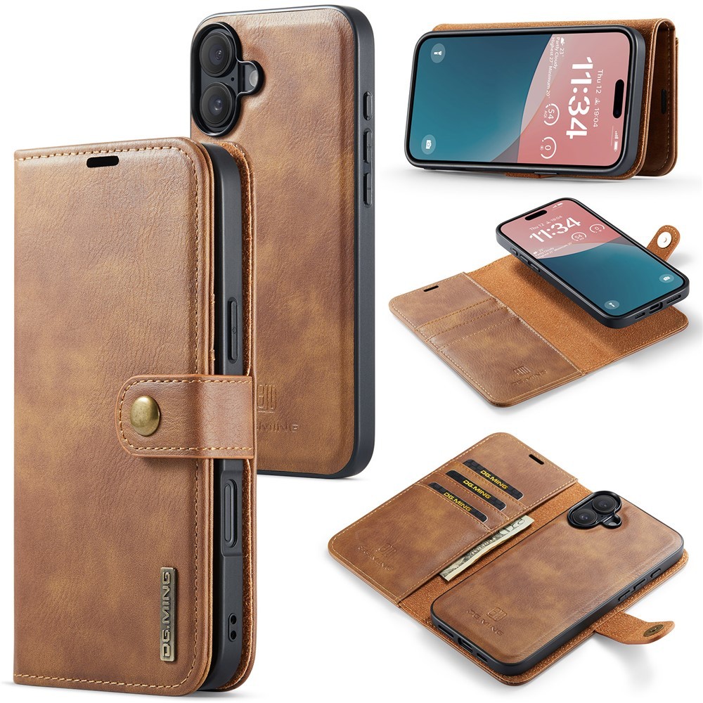 DG MING iPhone 17 2-i-1 Magnet Plånboksfodral - Brun