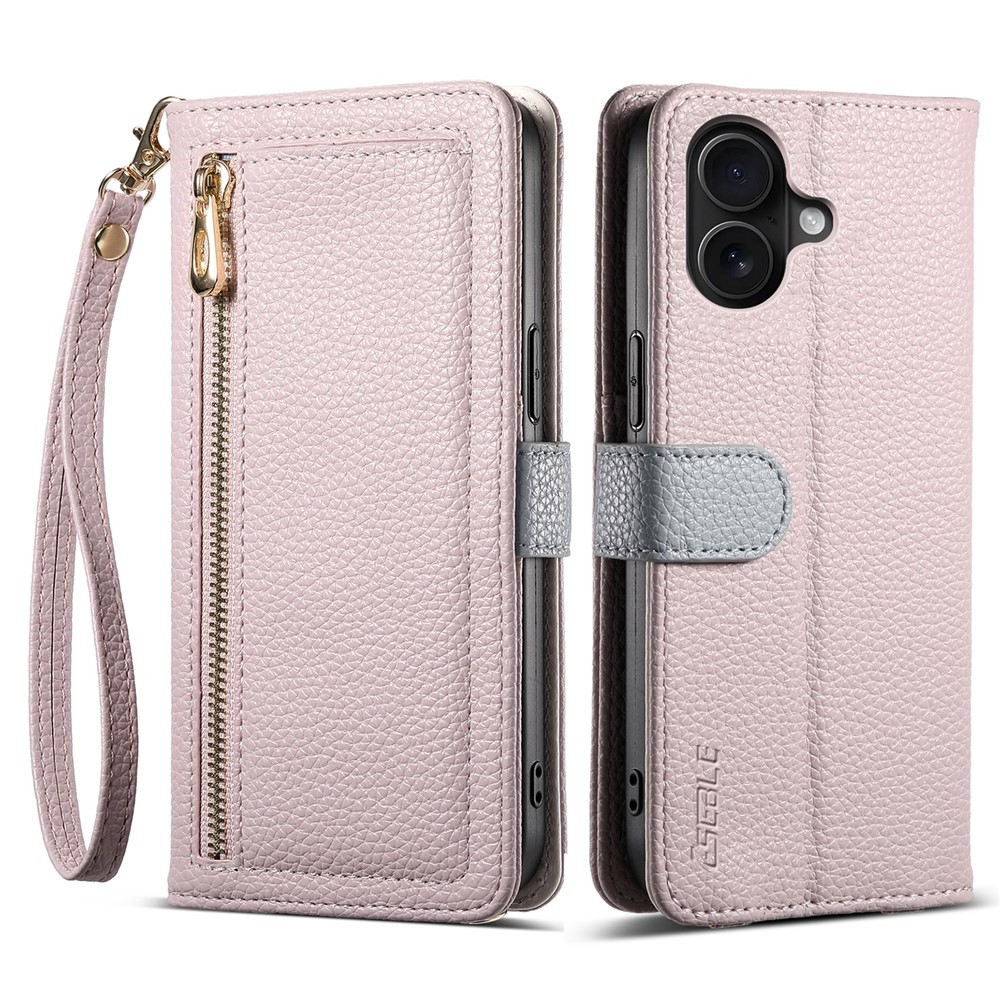 SKALO iPhone 17 ESEBLE E11 Litchi Mirror Plånboksfodral - Lila