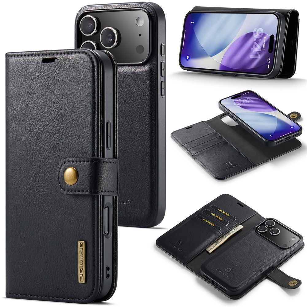 DG MING iPhone 17 Pro 2-i-1 Magnet Plånboksfodral - Svart