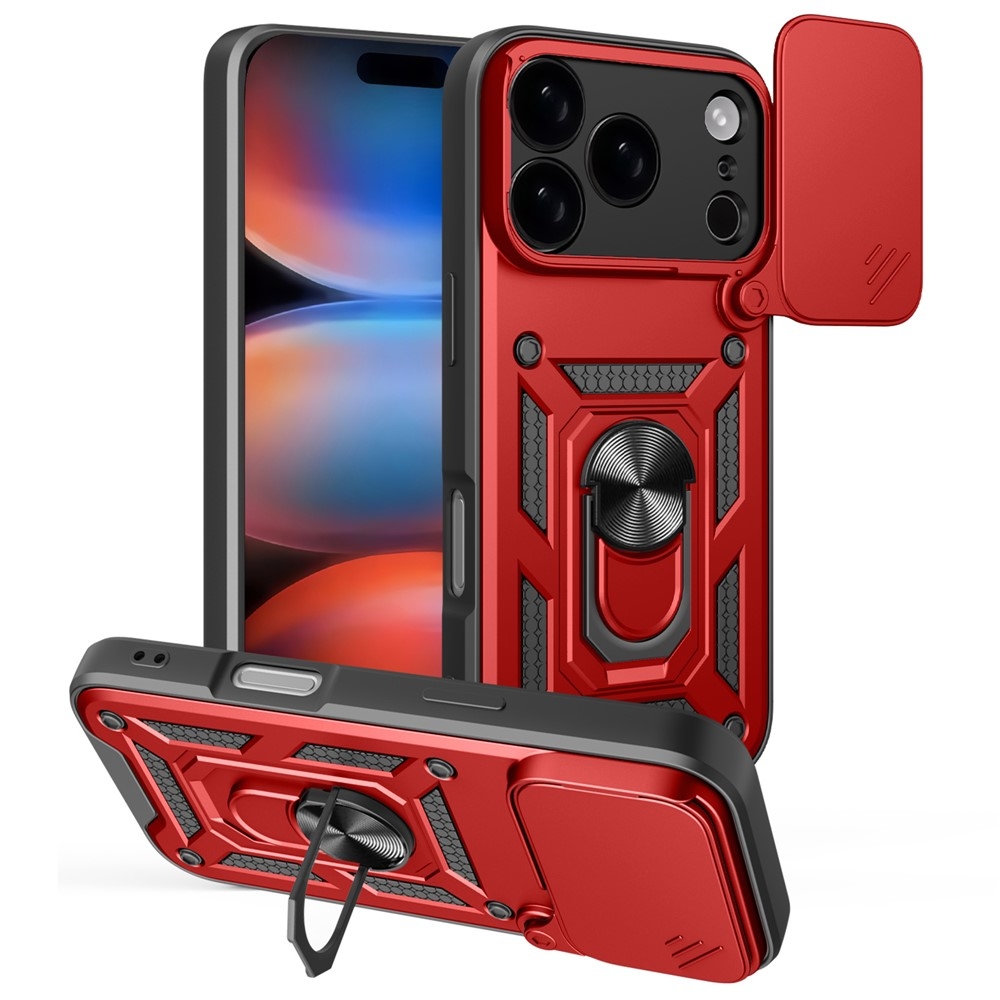 SKALO iPhone 17 Pro Max Armor Metallring Kameraslider Skal - Röd