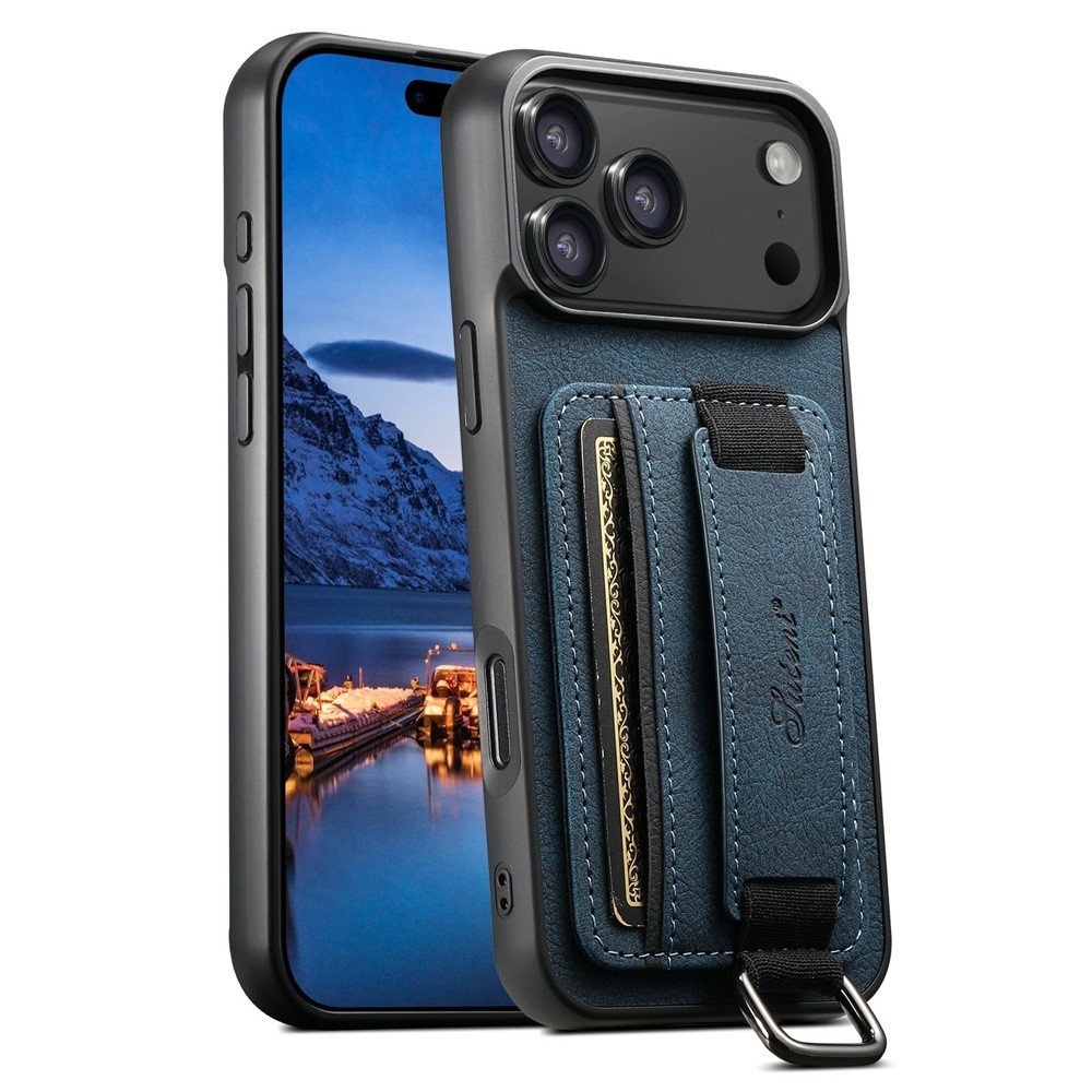SKALO iPhone 17 Pro Max SUTENI H13 PU-läder Korthållare Skal - Blå