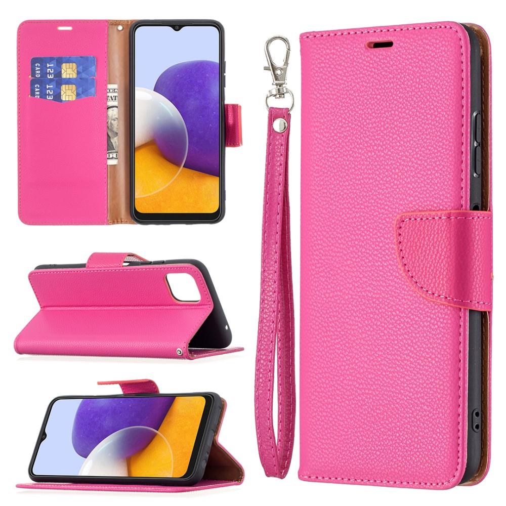 SKALO Samsung A22 Premium Litchi Plånbok - Cerise