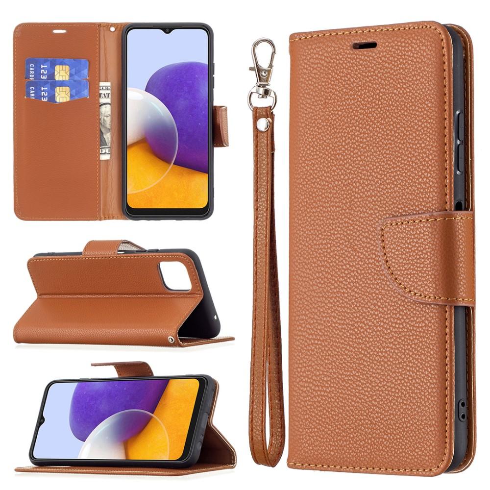 SKALO Samsung A22 Premium Litchi Plånbok