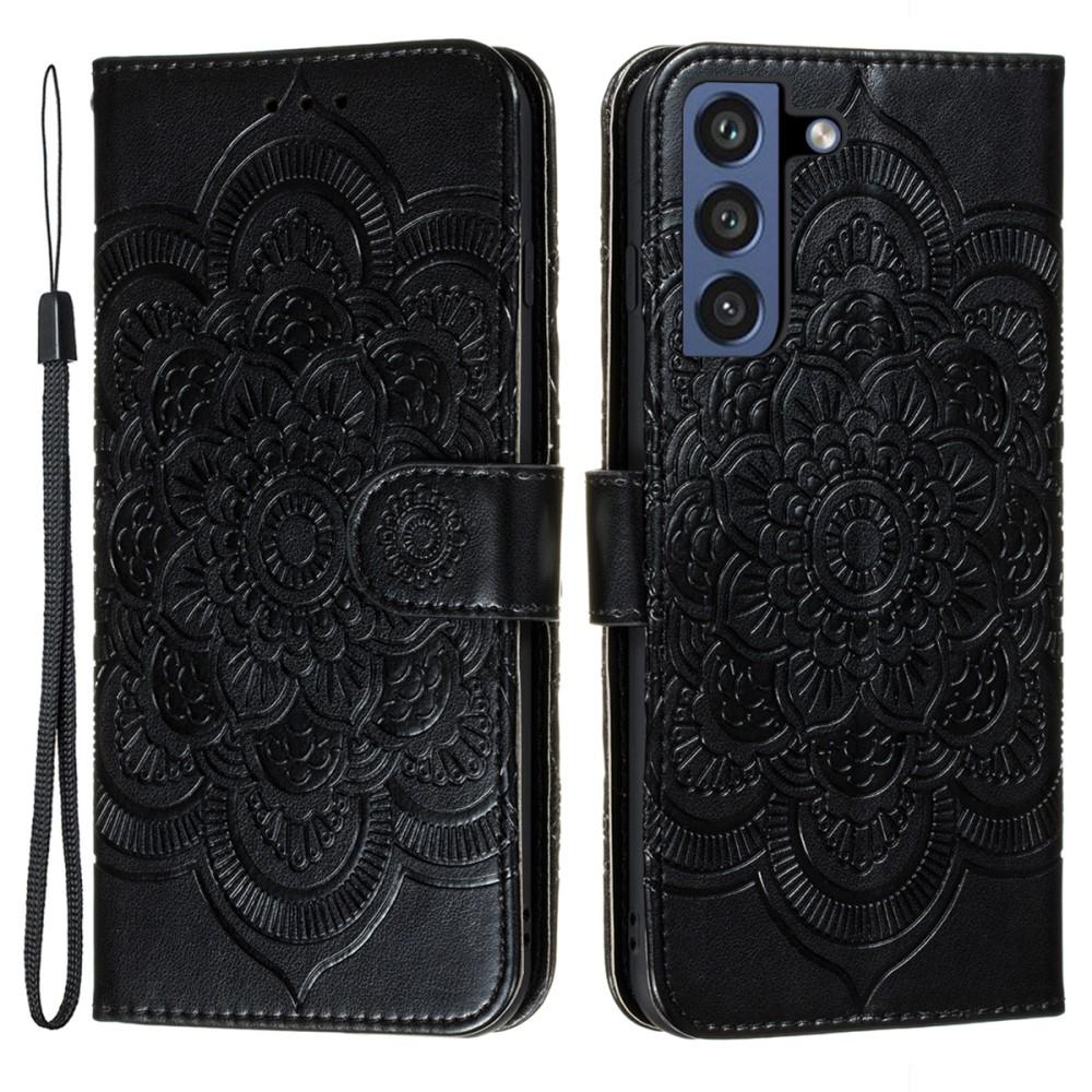 SKALO Samsung S21 FE Mandala Plånboksfodral - Svart