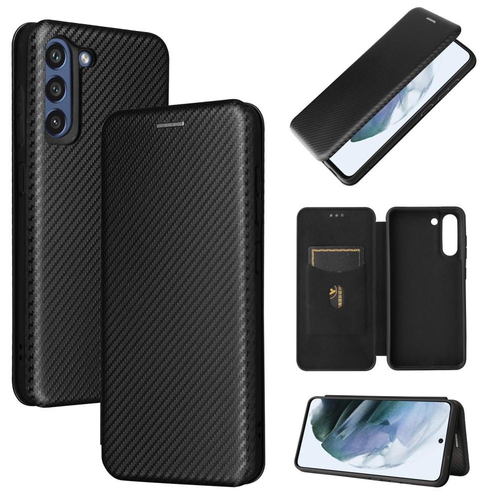 SKALO Samsung S21 FE Carbon Fiber Plånboksfodral - Svart