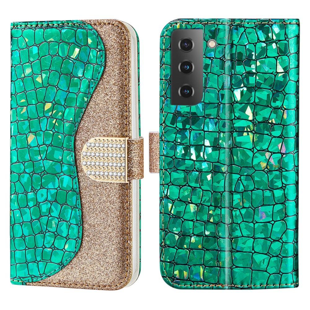 SKALO Samsung S22 Croco Glitter Plånboksfodral