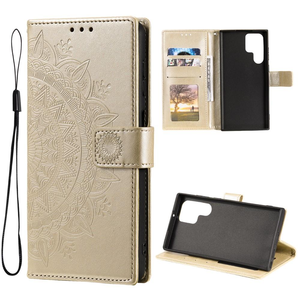 SKALO Samsung S22 Ultra Mandala Plånboksfodral - Guld