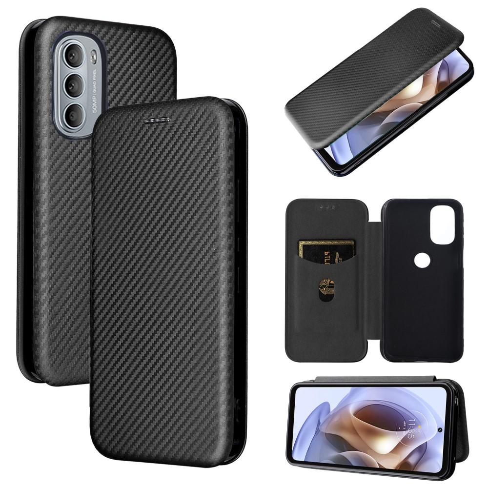SKALO Moto G31 / G41 Carbon Fiber Plånboksfodral