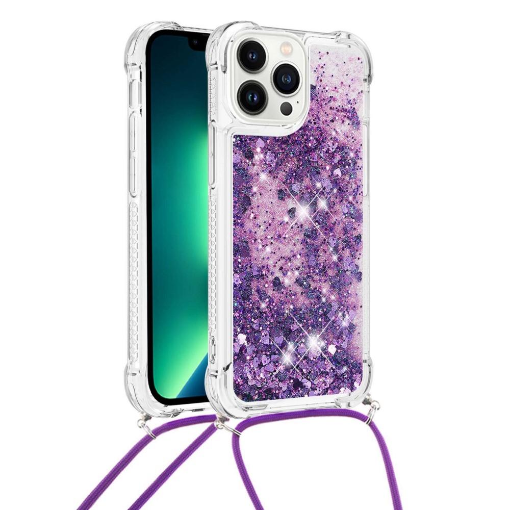 SKALO iPhone 14 Pro Max Kvicksand Glitter Mobilhalsband