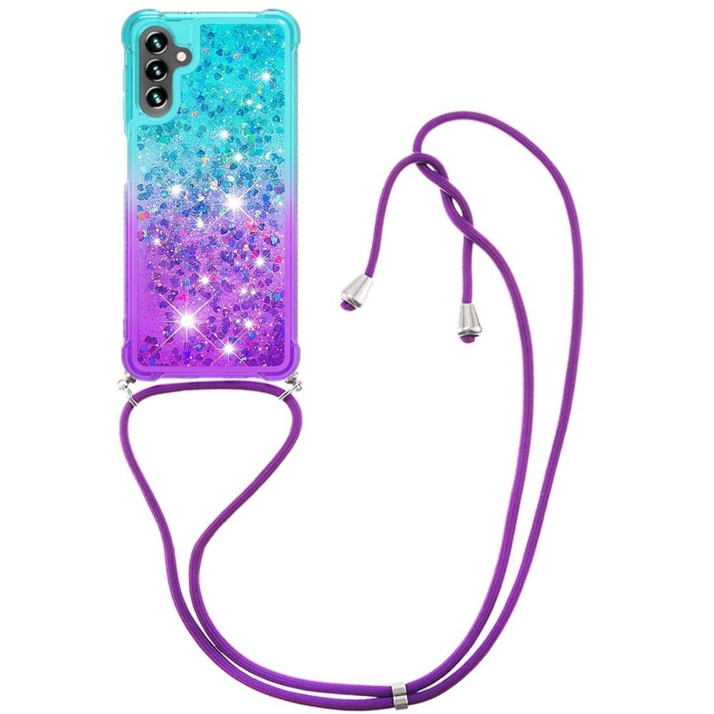 SKALO Samsung A34 Kvicksand Glitter Mobilhalsband - Turkos