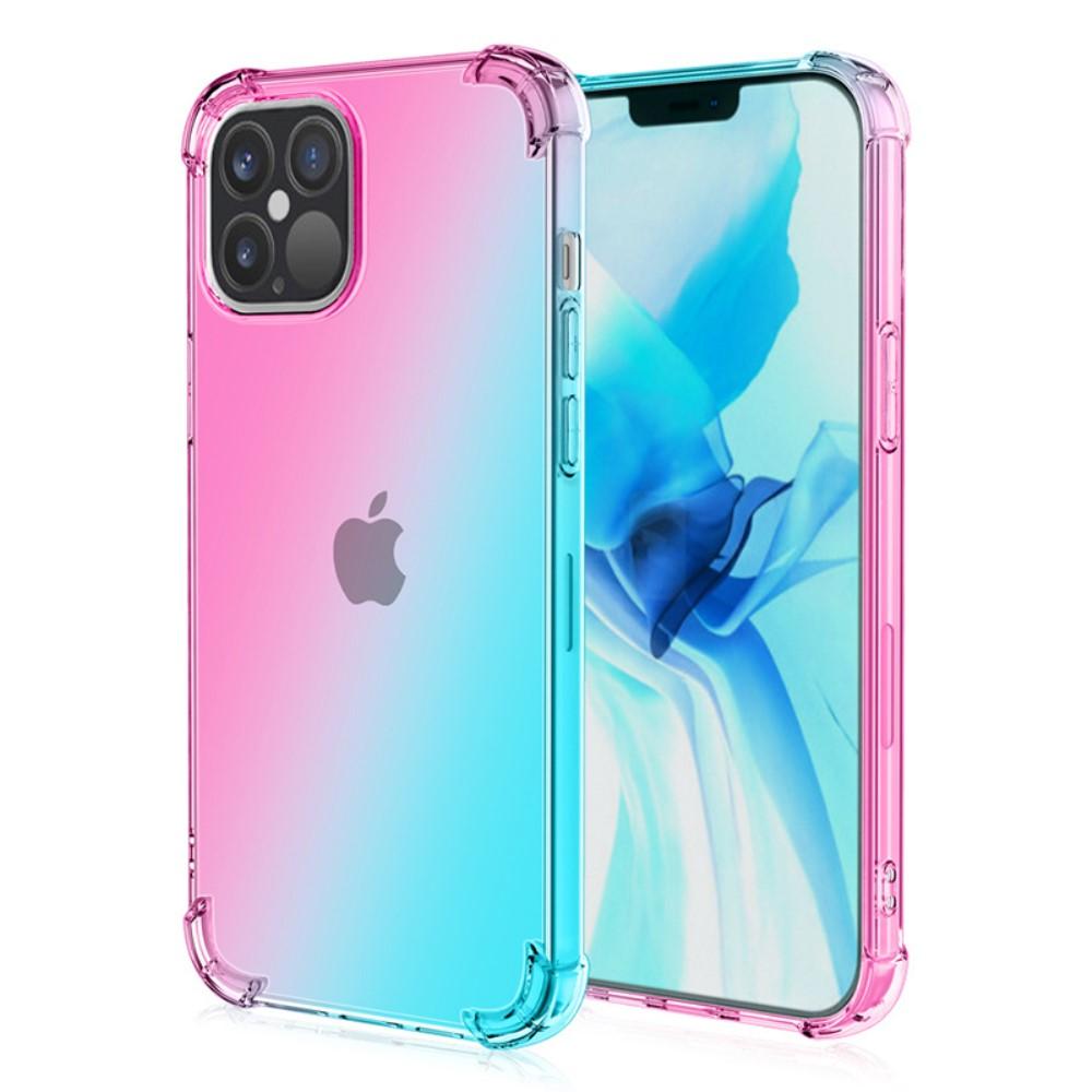 SKALO iPhone 15 Gradient Extra strong TPU-skal - Rosa/Turkos