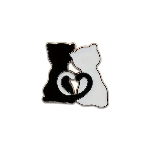 Brosch - Pin - Katter - Hjärta - Svart