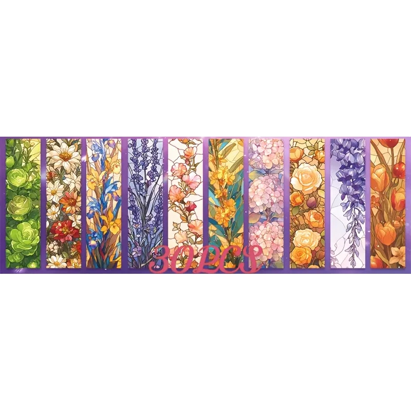Bokmärken | Blommor | Färgat glas | 10-pack | Mix 3