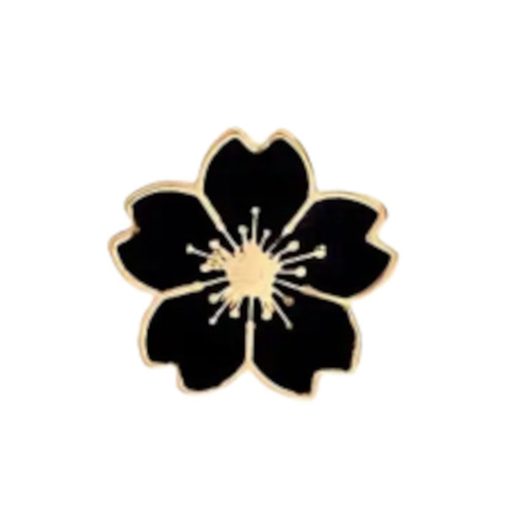 Brosch - Pin - Blomma - Svart