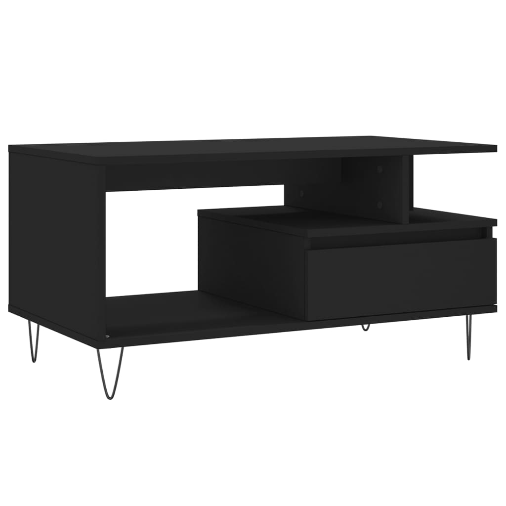 vidaXL Soffbord svart 90x49x45 cm konstruerat trä