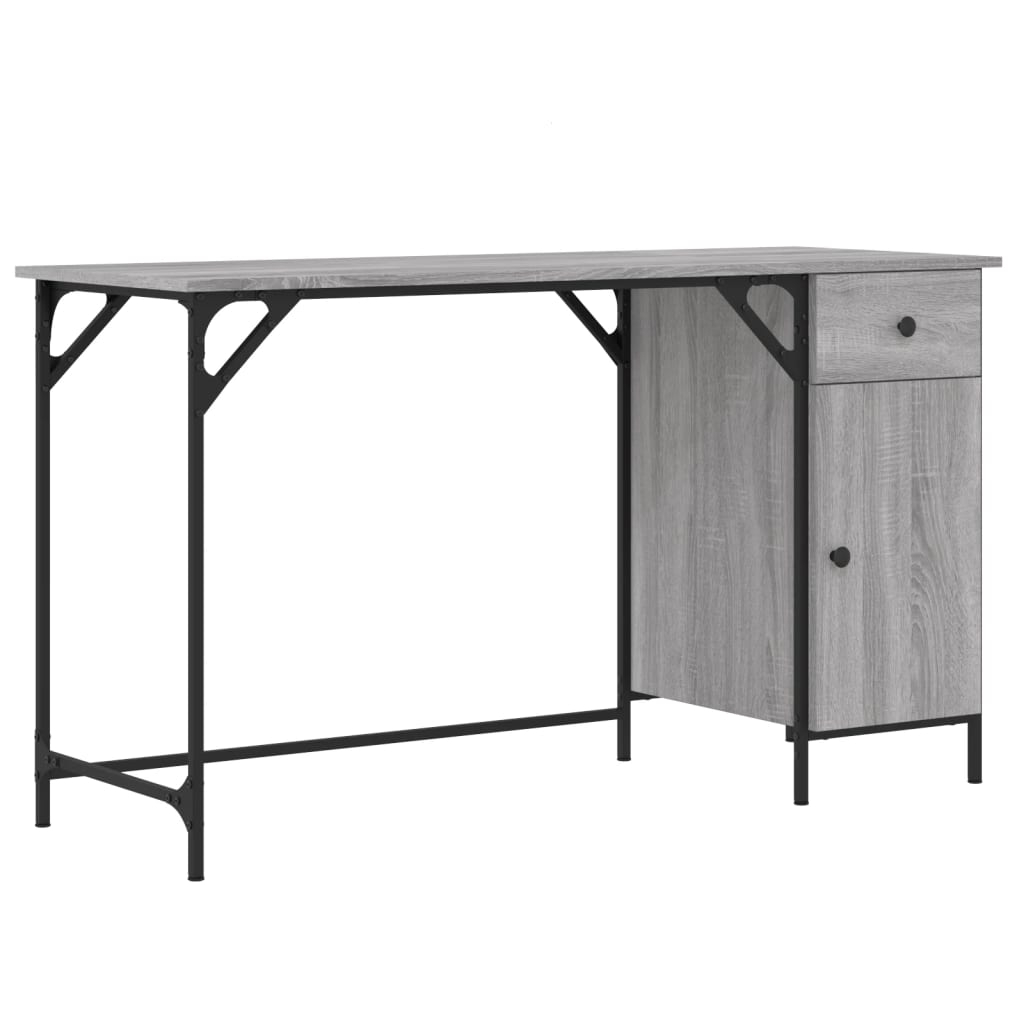vidaXL Skrivebord grå sonoma 131x48x75 cm konstruert tre