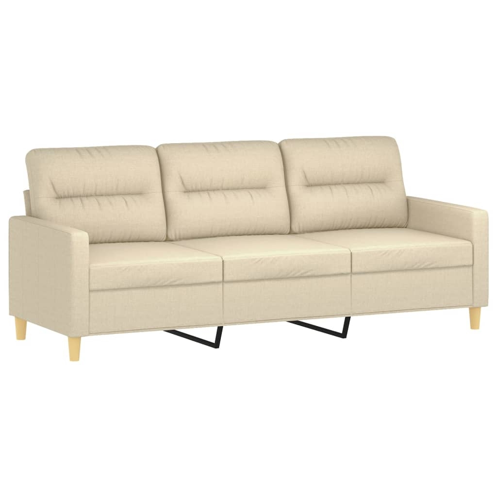 vidaXL 3-sitssoffa gräddvit 180 cm tyg