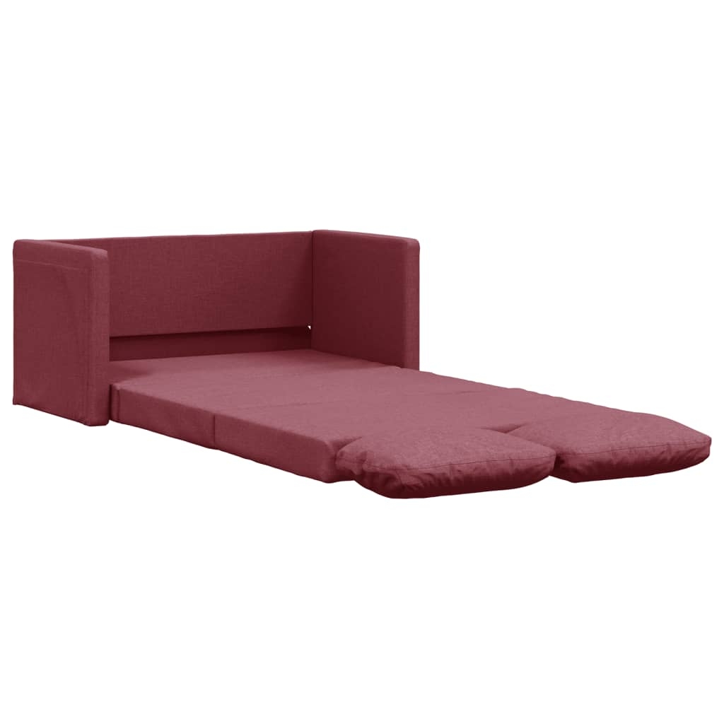 vidaXL Golvbäddsoffa 2-i-1 vinröd 112x174x55 cm tyg
