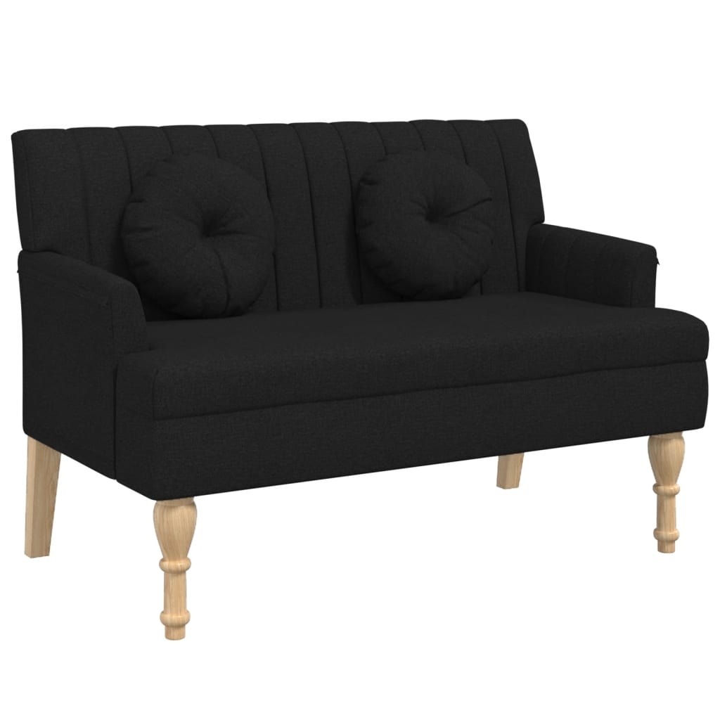 vidaXL Bänk med dynor svart 113x64,5x75,5 cm tyg