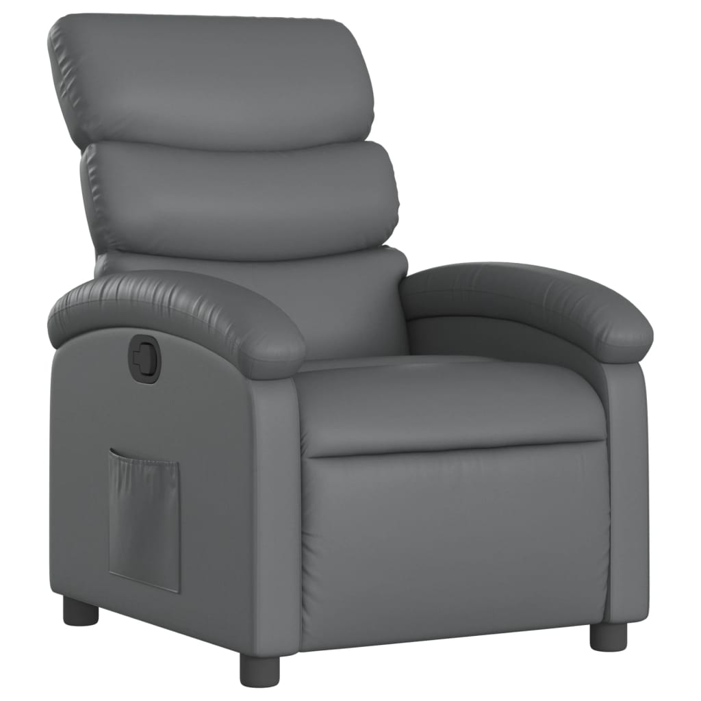 vidaXL Reclinerfåtölj grå konstläder
