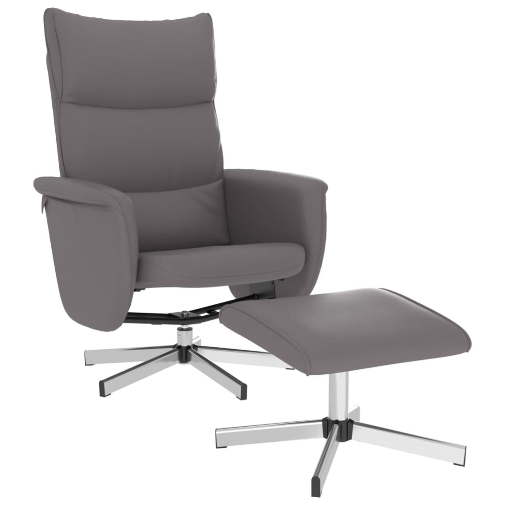 vidaXL Reclinerfåtölj med fotpall grå konstläder
