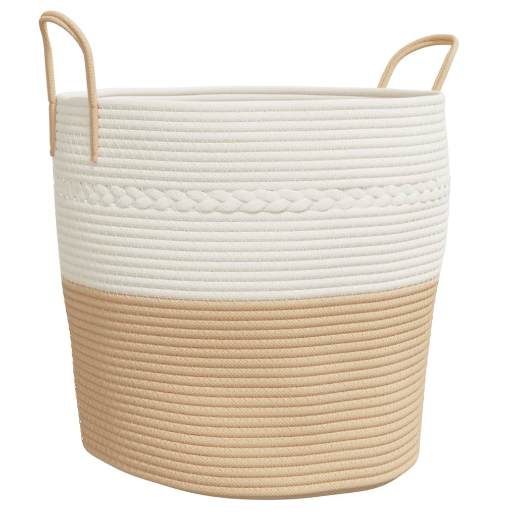 vidaXL Förvaringskorg beige och vit Ø43x38 cm bomull